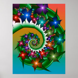 Kleurrijke Draaiende Bloemen Poster