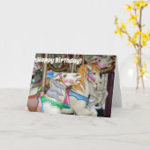 Kleurrijke draaimolenpaarden kaart (Gele Bloem)