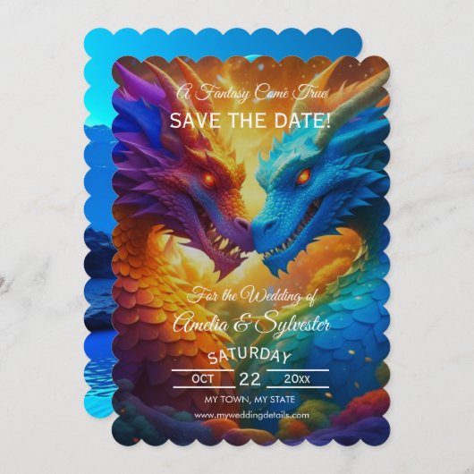 Kleurrijke Dragon Sla de datumkaarten op Kaart (Voorkant / Achterkant)