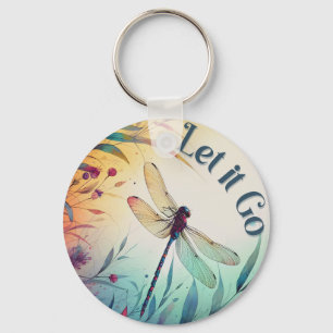 Kleurrijke Dragonfly Floral Laat het gaan inspirer Sleutelhanger