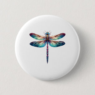 Kleurrijke Dragonfly Waterverf Art Insect Lover Ea Ronde Button 5,7 Cm