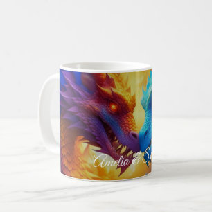 Kleurrijke Draken in Liefde Koffiemok
