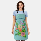 Kleurrijke Dranken, Vlinder en Bloemen Schort (Gedragen)