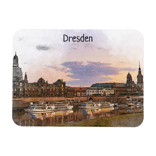 Kleurrijke Dresden Duitsland Elbe Panorama Uitzich Magneet (Horizontaal)
