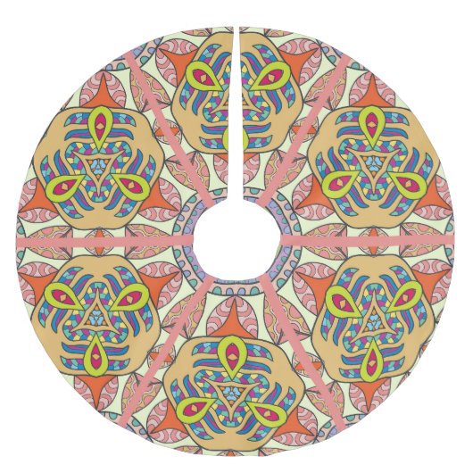 Kleurrijke driehoek patchwork, met de hand geteken kerstboom rok (Voorkant)