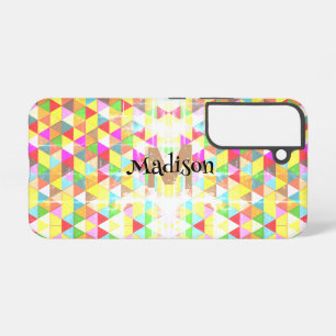 Kleurrijke driehoek retro geometrie patroon Monogr Samsung Galaxy Hoesje