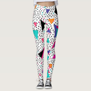 Kleurrijke driehoeken 80s stijl leggings