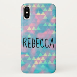 Kleurrijke Driehoeken Bewolkte Blauwe iPhone X Hoesje