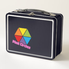 Kleurrijke driehoeken met roze cirkels Tekst