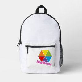 Kleurrijke driehoeken met roze cirkels Tekst Bedrukte Rugzak