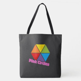 Kleurrijke driehoeken met roze cirkels Tekst Draagtas