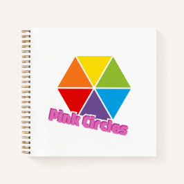 Kleurrijke driehoeken met roze cirkels Tekst Notitieboek