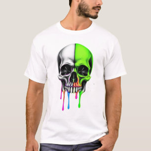Kleurrijke druipende schedelkunst t-shirt
