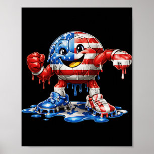 Kleurrijke druipende voetbal Amerika mannen vrouwe Poster