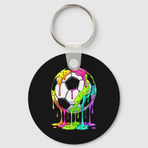 Kleurrijke druipende voetbal kunst sport illustrat sleutelhanger
