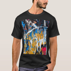 Kleurrijke druppelende verf: graffitimuur. t-shirt