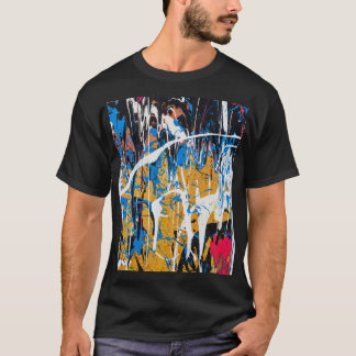 Kleurrijke druppelende verf: graffitimuur. t-shirt