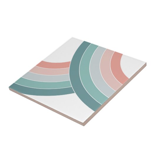 Kleurrijke dubbele bogen in retro-stijl keramische tegeltje (Zijkant)