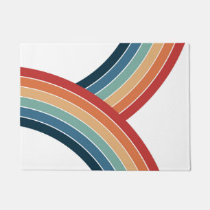 Kleurrijke dubbele retro stijl regenboog decoratie deurmat