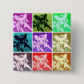 Kleurrijke Duitse Herder Hond Pop Art Square Vierkante Button 5,1 Cm (Voorkant)