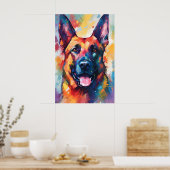 Kleurrijke Duitse herder kunst Poster (Keuken)
