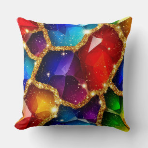 Kleurrijke Edelsteen Abstract Met Gouden Glittersp Kussen