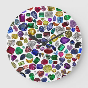 Kleurrijke Edelsteen & Diamant Patroon Grote Klok