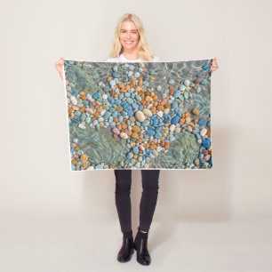 Kleurrijke edelstenen en kristallen mozaïek kunst fleece deken