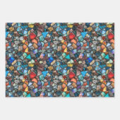 Kleurrijke edelstenen en mineraal ingewikkeld patr inpakpapier vel (Voorkant 3)