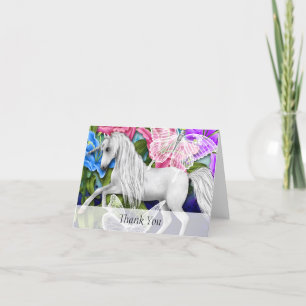 Kleurrijke Eenhoorn, Bloemen en Vlinder Dank u N Bedankkaart