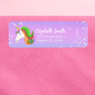 Kleurrijke Eenhoorn Glitter Personaliseer  Etiket