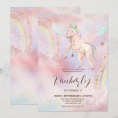 Kleurrijke Eenhoorn Kids Verjaardag Uitnodiging (Voorkant / Achterkant)