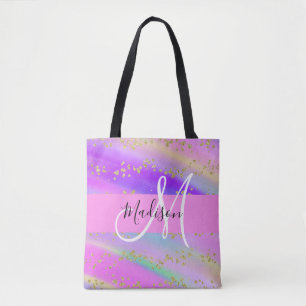 Kleurrijke Eenhoorn Regenboog Gouden Glitters Mono Draagtas