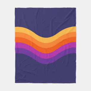 Kleurrijke eenvoudige retro stijl golven ontwerp fleece deken