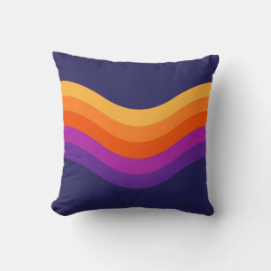 Kleurrijke eenvoudige retro stijl golven ontwerp kussen