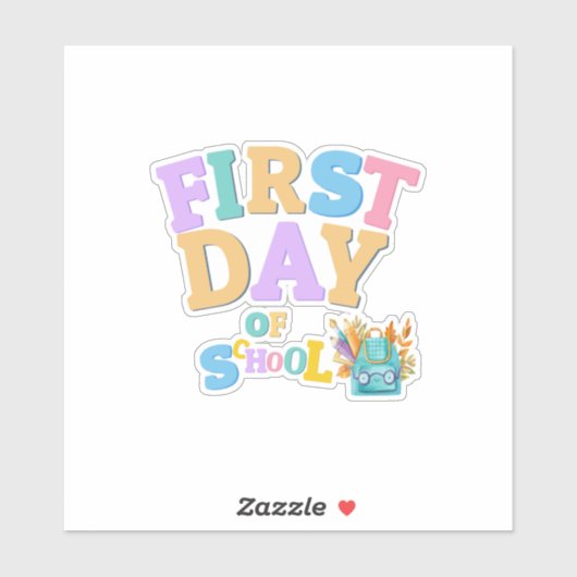 Kleurrijke eerste dag van de School Vinyl Sticker (Vel)