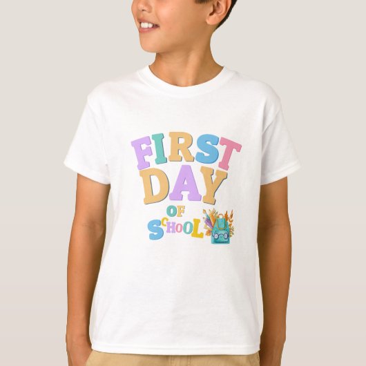 Kleurrijke Eerste Dag van School K Fun Terug naar T-shirt (Voorkant)