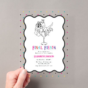 Kleurrijke Eindfeest Confetti Bachelorette Feest Acryl Uitnodigingen