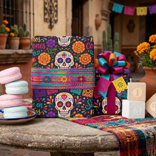 Kleurrijke El Día de los Muertos Dansende Catrinas Cadeaupapier