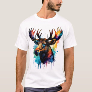Kleurrijke Eland Aquarel T-shirt