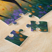 Kleurrijke eland in bloemenweide kunst legpuzzel (Zijkant)