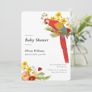Kleurrijke Elegante Bloemrijke Papegaai Baby Borre Kaart