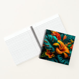 Kleurrijke Elegante Tropische Bladeren en Bloemen Notitieboek