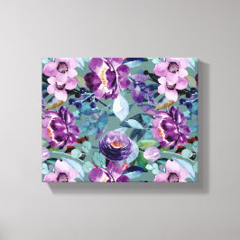 Kleurrijke elegante waterverf bloemencanvas kunst canvas afdruk