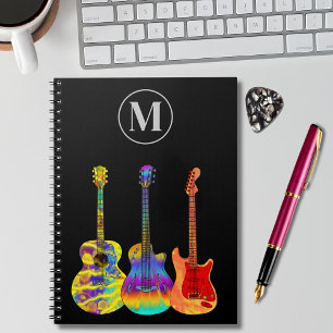 Kleurrijke elektrische akoestische gitaren geperso notitieboek