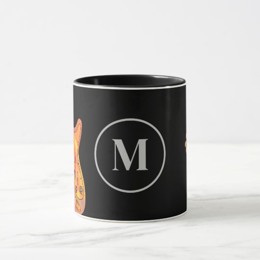 Kleurrijke elektrische gitaar monogram mok (Midden)
