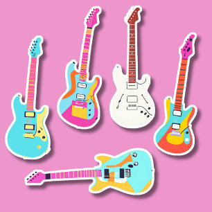 Kleurrijke elektrische gitaar set waterdicht sticker