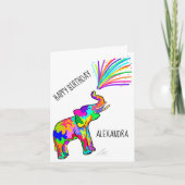 Kleurrijke Elephant Art Happy Birthday Kaart (Voorkant)