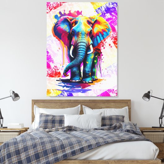 Kleurrijke Elephant Wall Art Print - Wildlife (Insitu (Slaapkamer))