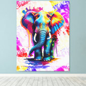 Kleurrijke Elephant Wall Art Print - Wildlife (Insitu (Houten vloer))